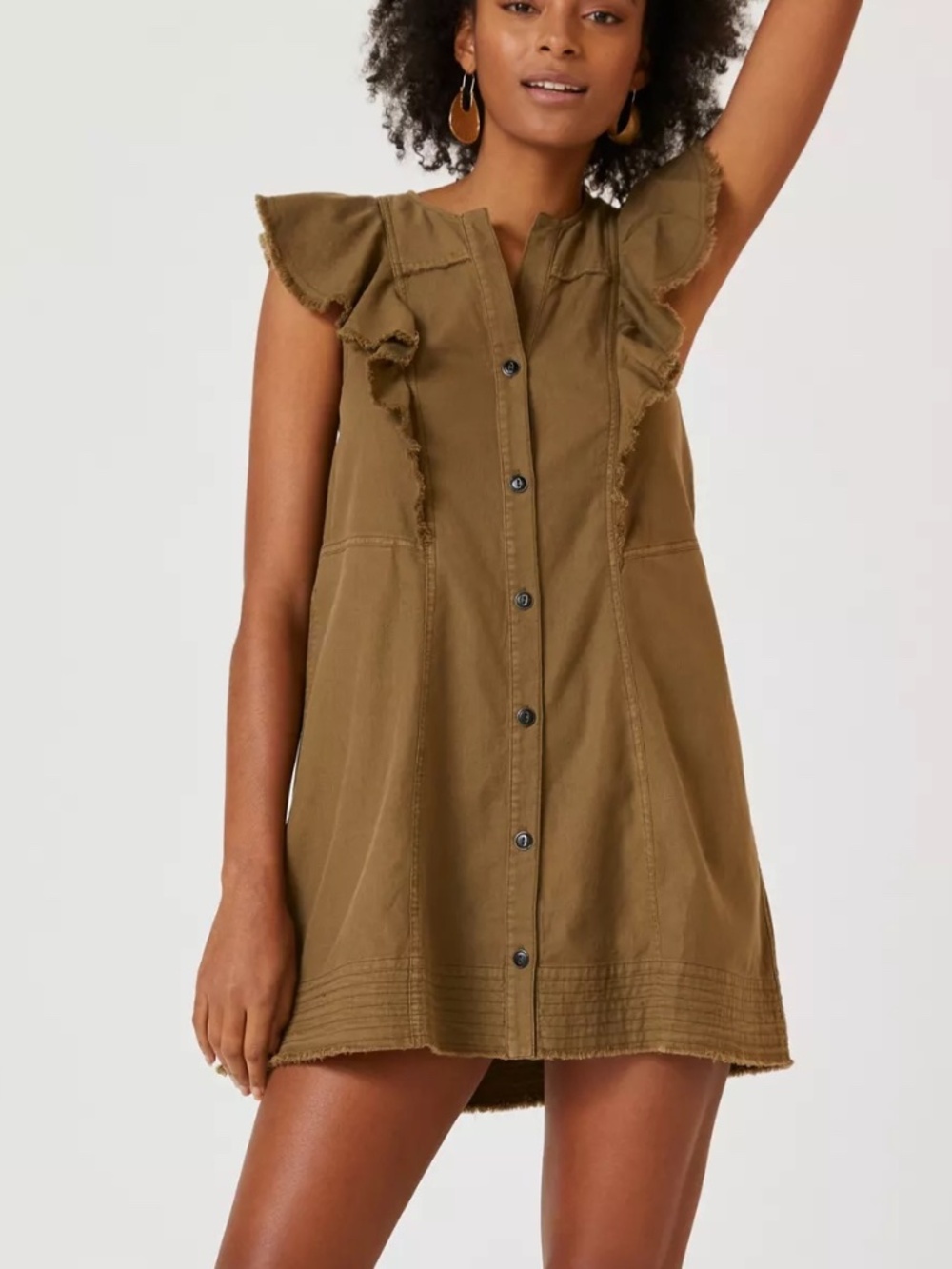 Pilcro Olive Ruffle Utility Dress XS NWT Anthropologie